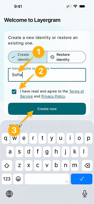 Layergram screen for step 002: Choose the name to show