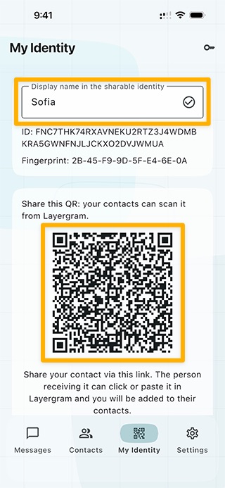 Layergram screen for step 005: Your identity is ready