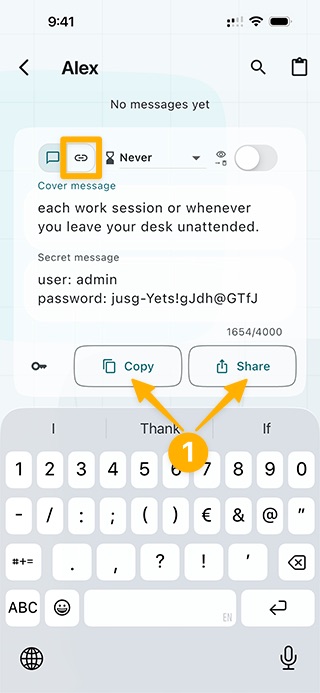 Layergram screenshot for step 015: Copy or share the message