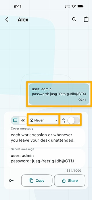 The message stays in Layergram too
